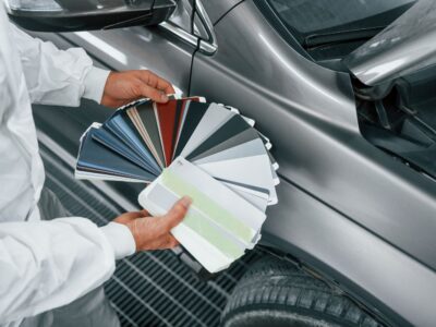 man picking colour for car